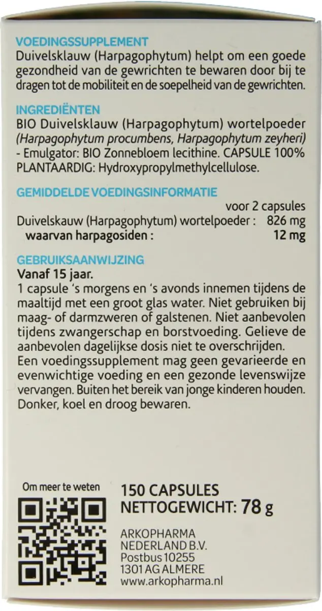 Arkopharma Arkocaps Duivelsklauw 150 Capsules - 150mg