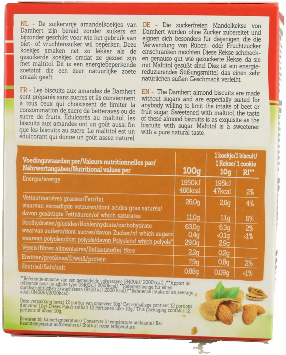Damhert Amandelkoekjes Suikervrij 125g