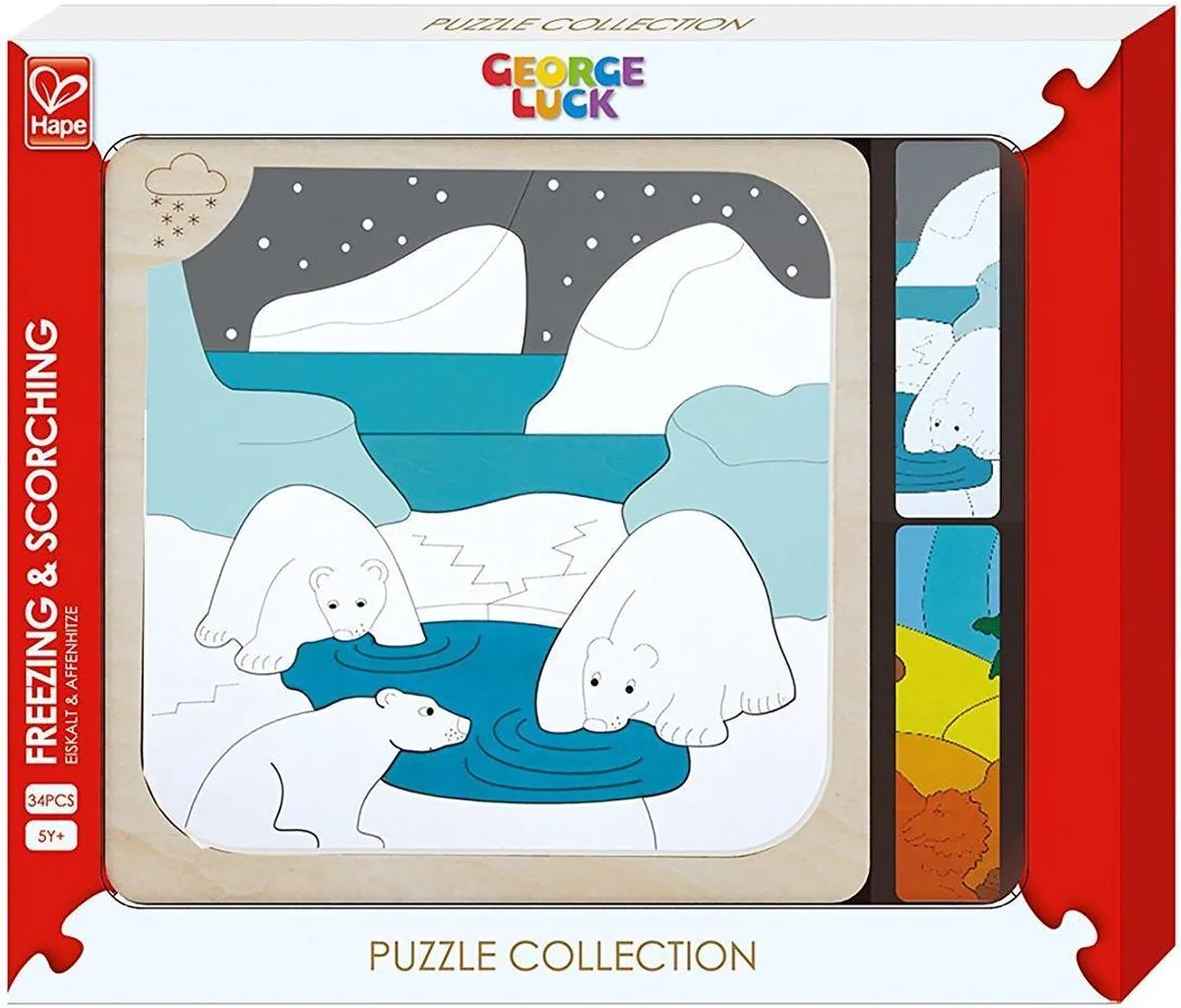 Hape IJsberen Houten Puzzel 33 Stuks