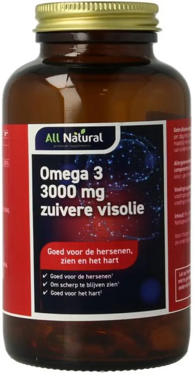 All Natural Omega 3 3000mg Visolie 100 Capsules