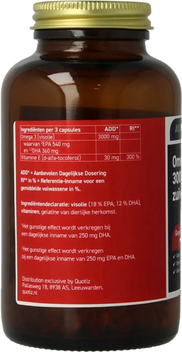 All Natural Omega 3 3000mg Visolie 100 Capsules