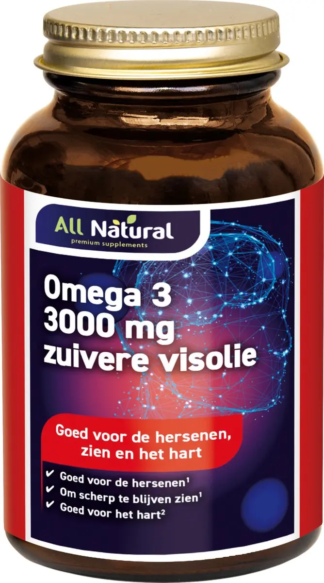 All Natural Omega 3 3000mg Visolie 100 Capsules