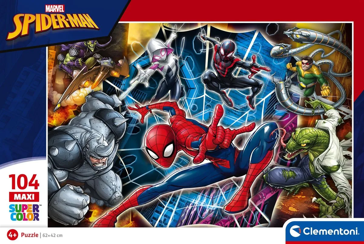 Clementoni Spider-Man Maxi Puzzel 104 Stukjes - Multicolor