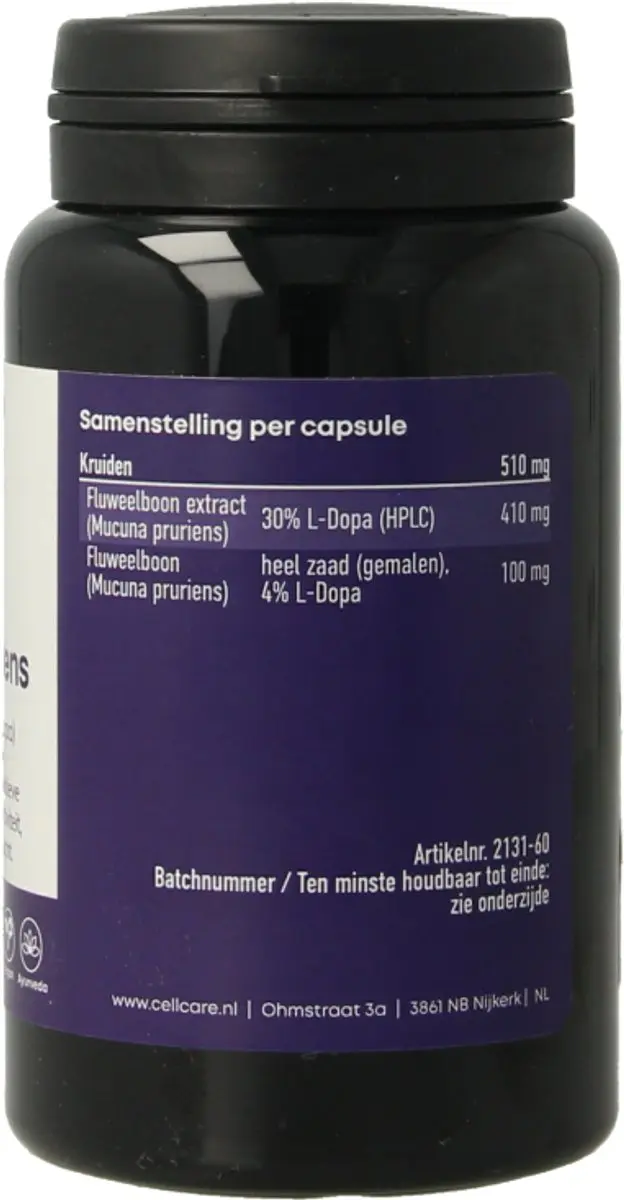 Cellcare Mucuna Pruriens 500mg Capsules - 60 Stuks
