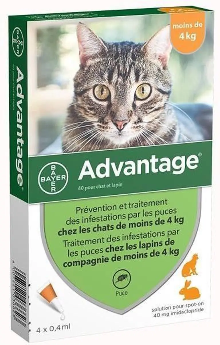 Advantage 40 Vlooienmiddel Kat/Konijn tot 4kg - 4 Pipetten