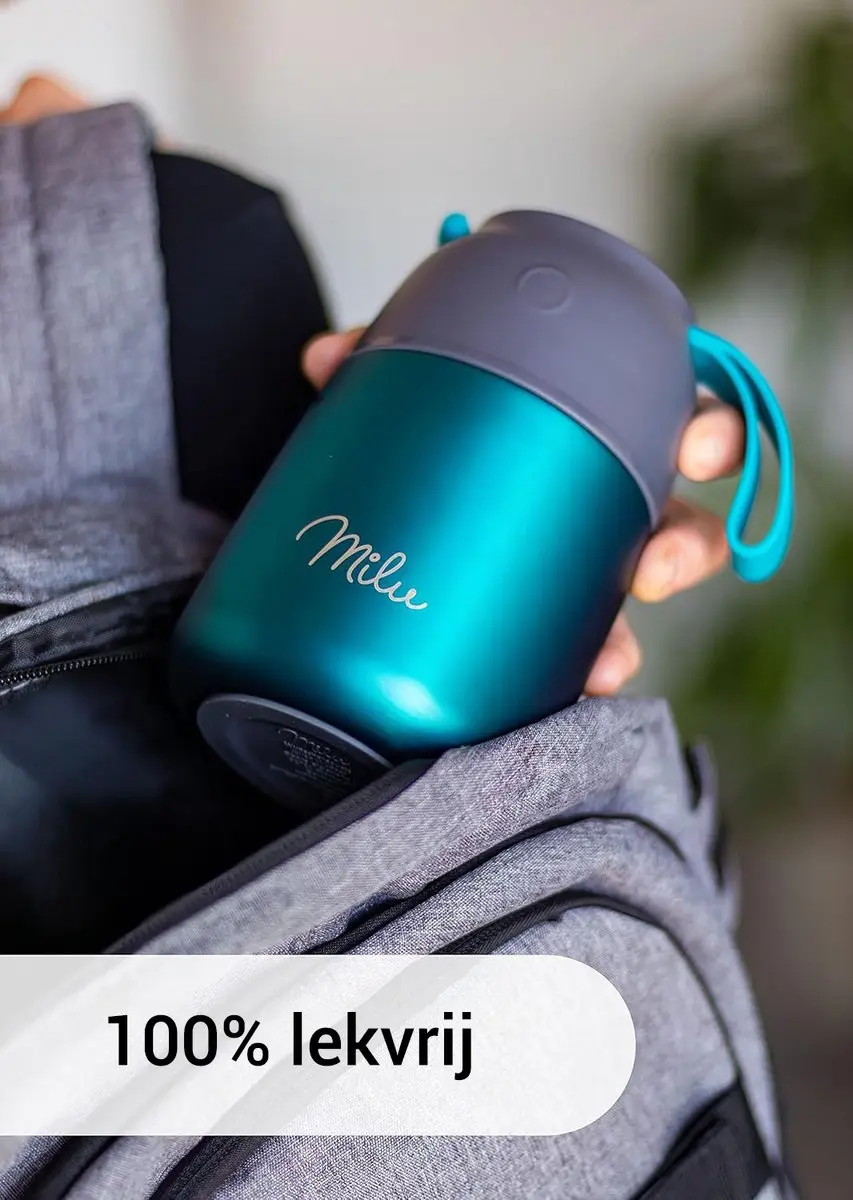 Milu Thermos Voedselcontainer 800ml - Groen - afbeelding 6 van 6