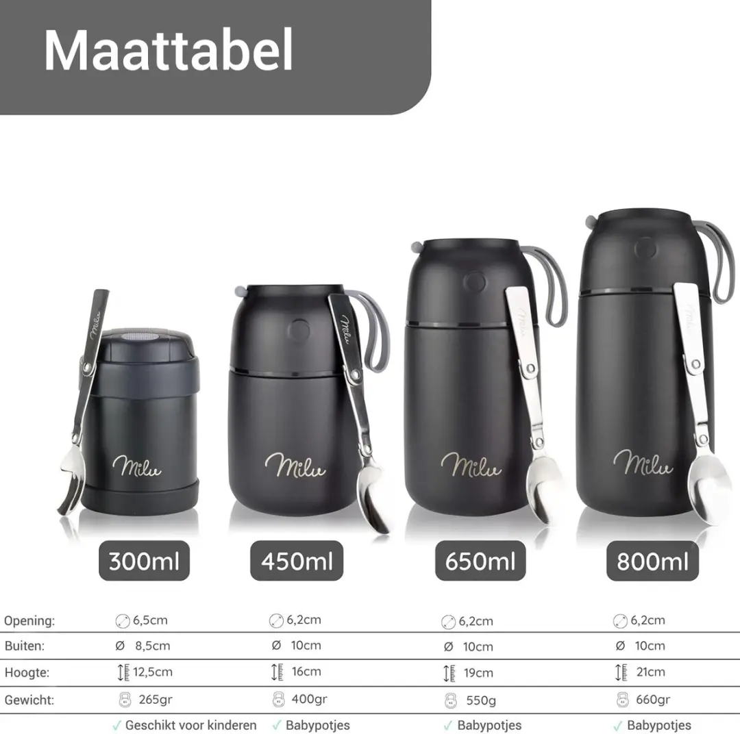 Milu Thermos Voedselcontainer 800ml - Groen