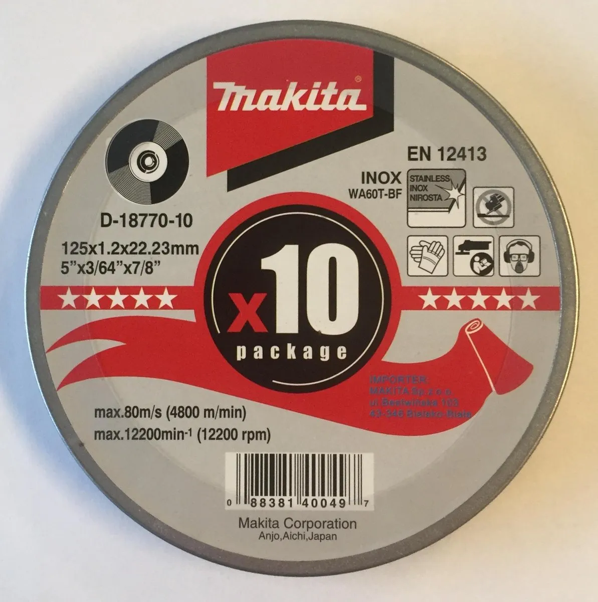 Makita D-18770 Doorslijpschijf 125mm RVS