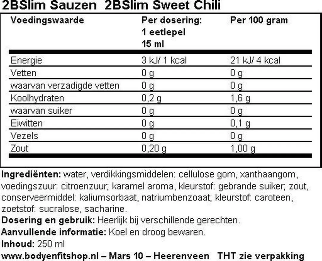2BSlim Sweet Chili Saus 250ml