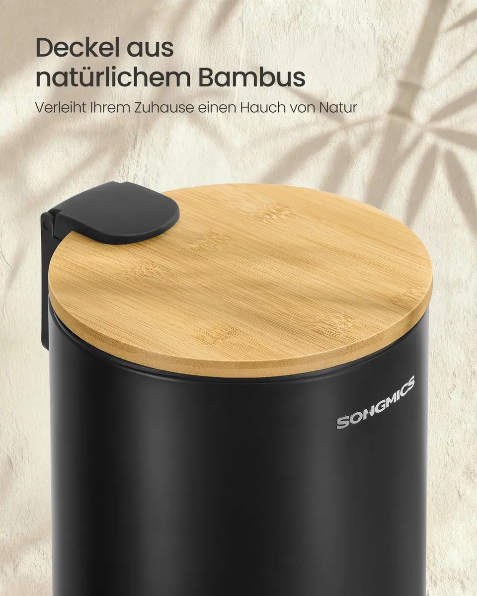 Songmics Cosmetica-emmer 6L - Stil pedaalmechanisme - Zwart