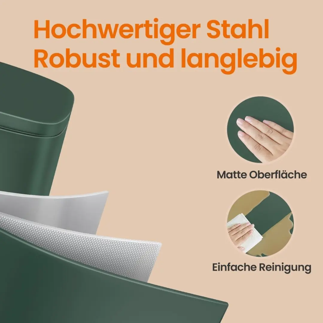 SONGMICS Pedaalemmer 30 liter – Vintagegroen - afbeelding 2 van 5