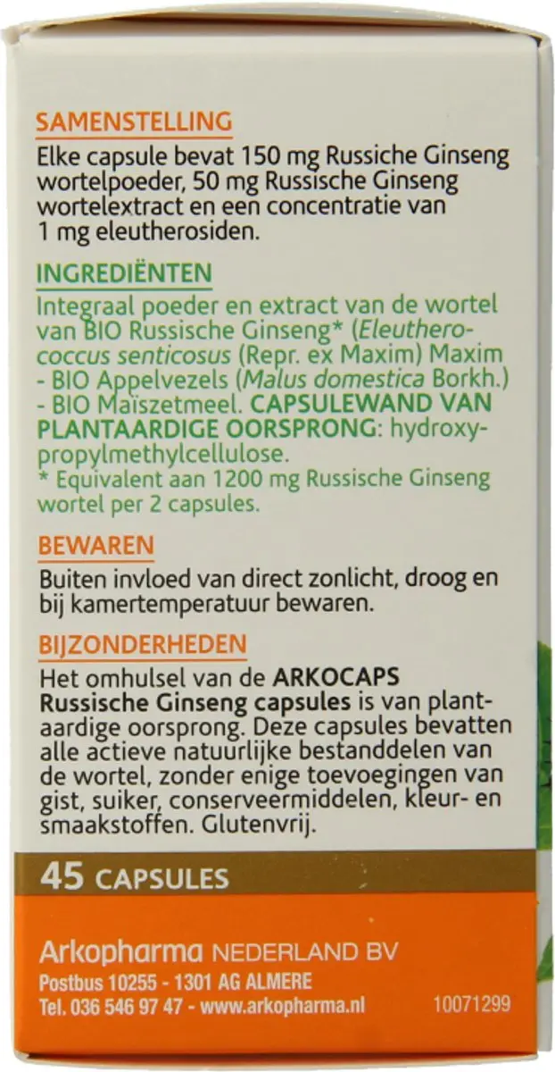 Arkopharma Arkocaps Russische Ginseng 45 Capsules