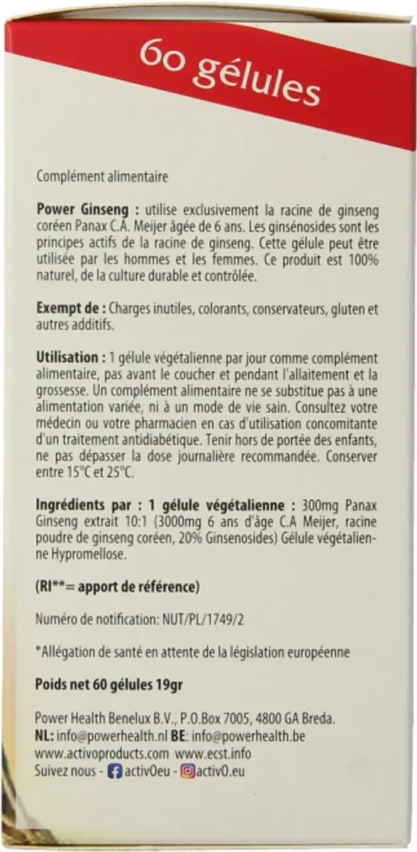 Activo Power Ginseng activO Capsules - 60 Stuks