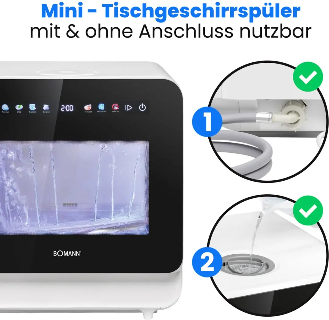 Bomann TSG 5702 Mini Vaatwasser 3 Couverts - Wit - afbeelding 6 van 6