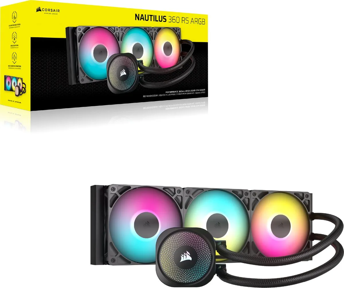 Corsair Nautilus 360 RS ARGB CW-9060093-WW CPU Koeler - 360mm - 3x RGB Fans - Zwart