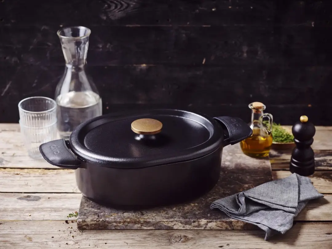 Alva Braadpan met deksel 26cm - Gietijzer geëmailleerd - Zwart