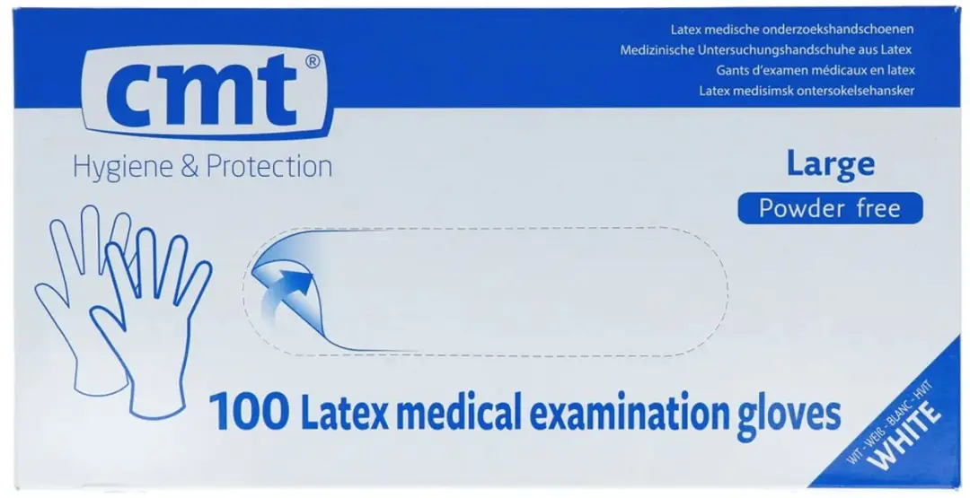 CMT Handschoen Latex L - Wit - 100 Stuks