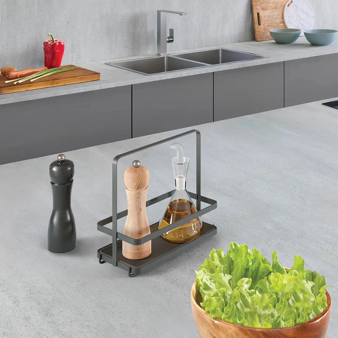 Metaltex Olie- en Kruidenrek met Handvat - Zwart - afbeelding 2 van 5