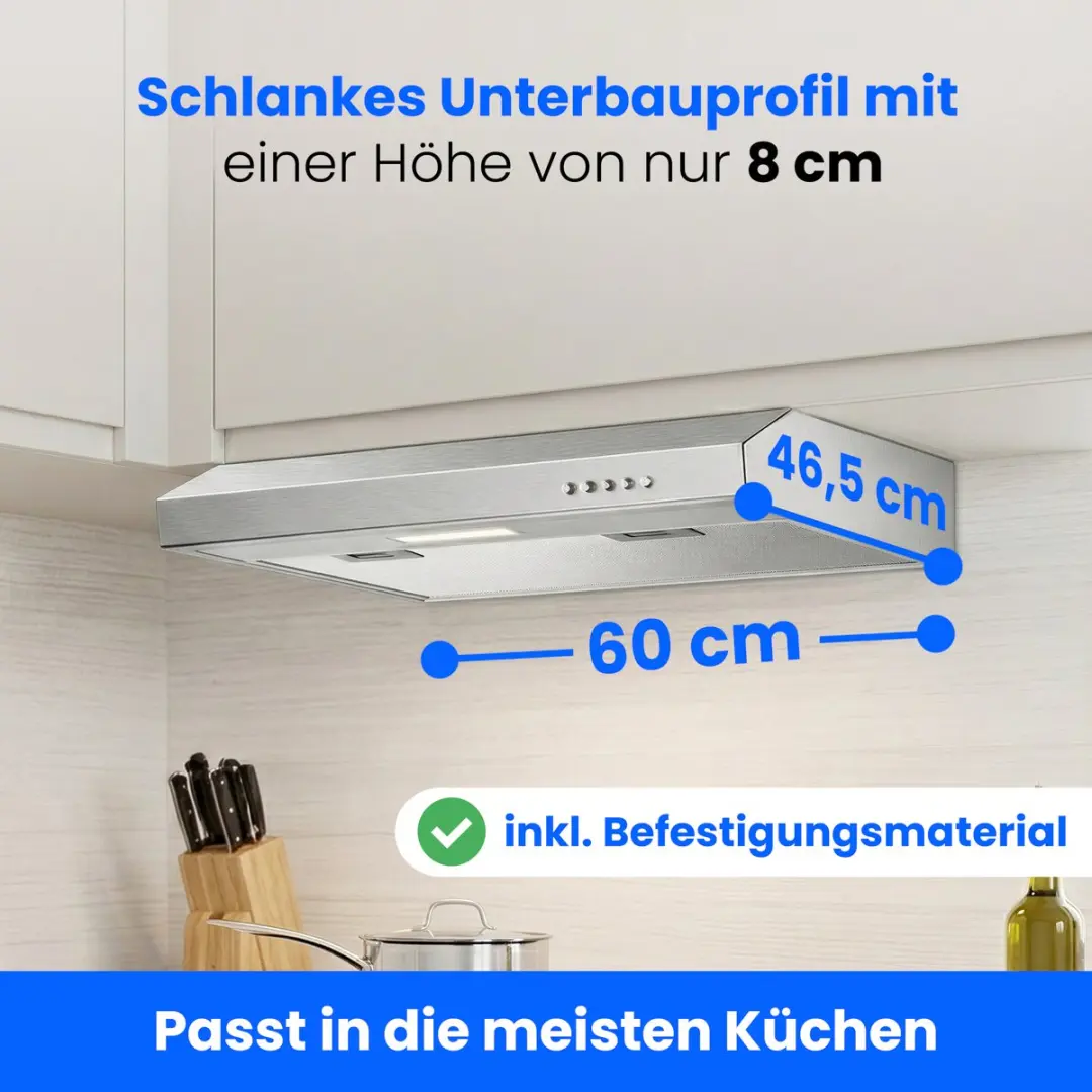 Bomann DU 7613 Onderbouwafzuigkap 60cm - 222m³/h - RVS