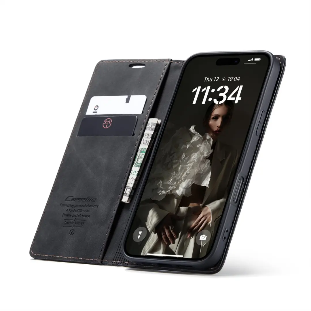 CaseMe iPhone 16 Pro Max Wallet Book Hoesje - Zwart