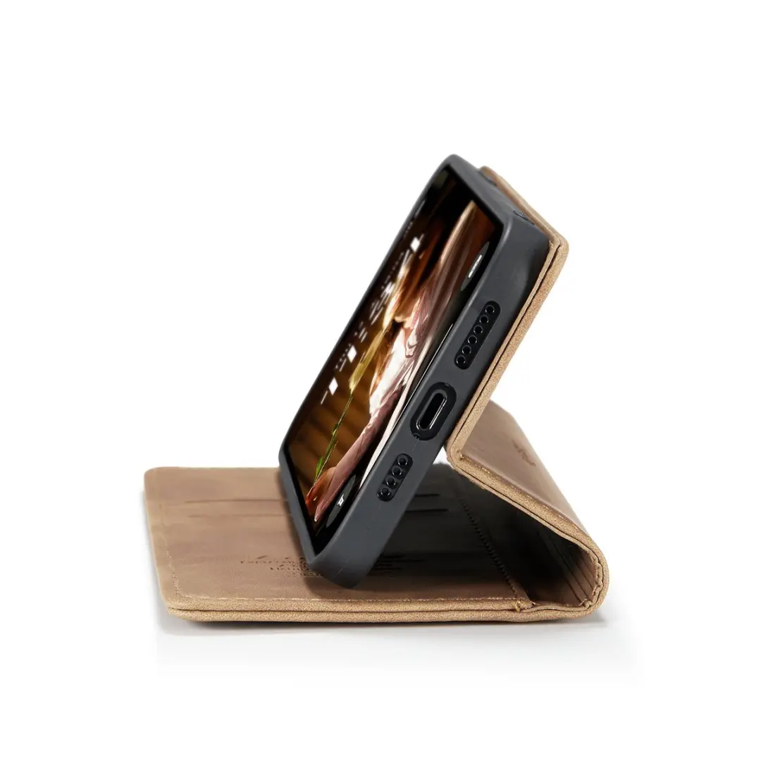 Caseme iPhone 16 Pro Max Wallet Book Case - Cognac Bruin - afbeelding 6 van 6