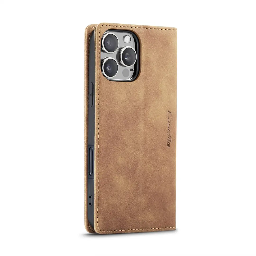 Caseme iPhone 16 Pro Max Wallet Book Case - Cognac Bruin