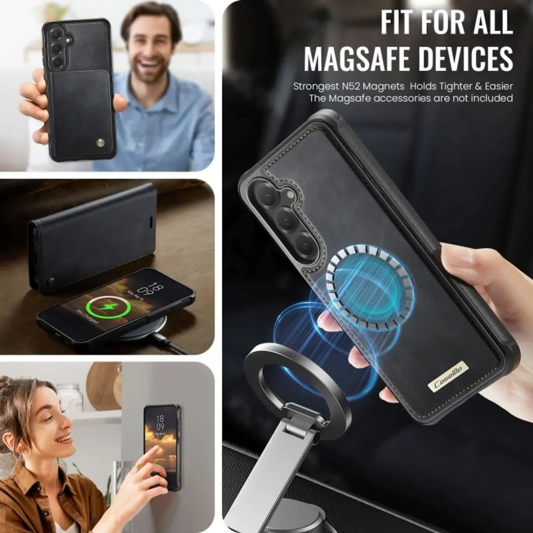 Caseme Telefoonhoesje Samsung Galaxy S23 FE - MagSafe Wallet 2-in-1 - Zwart