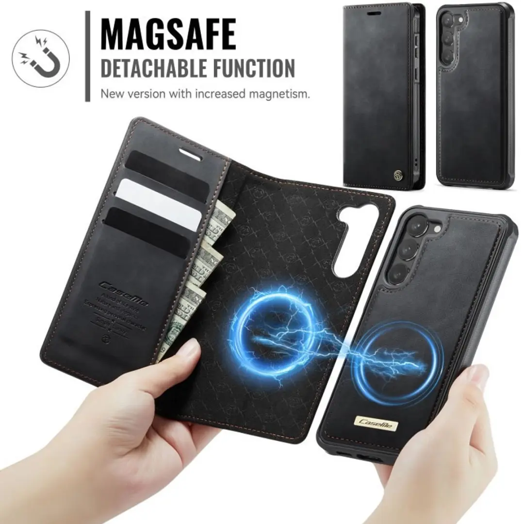Caseme Telefoonhoesje Samsung Galaxy S23 Plus MagSafe Wallet Book - Zwart