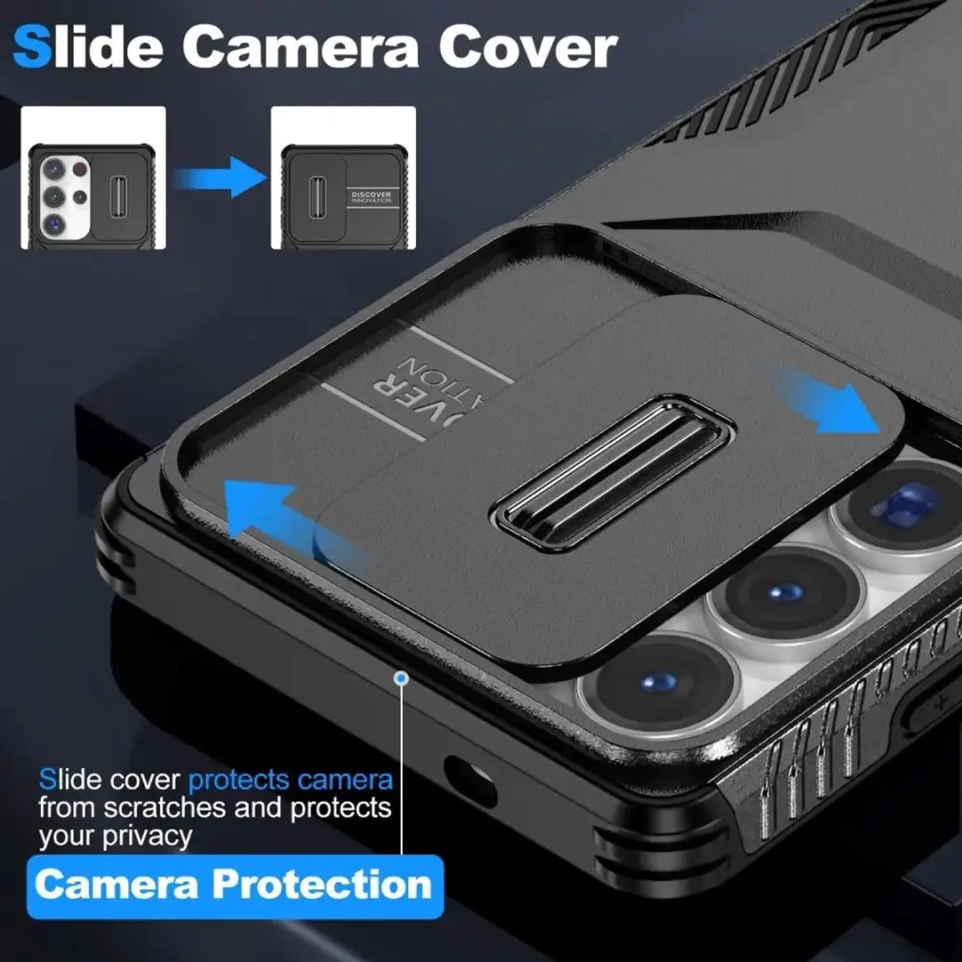 Selected Hoesje Samsung Galaxy S25 Ultra Back Cover Camera Slider - Zwart
