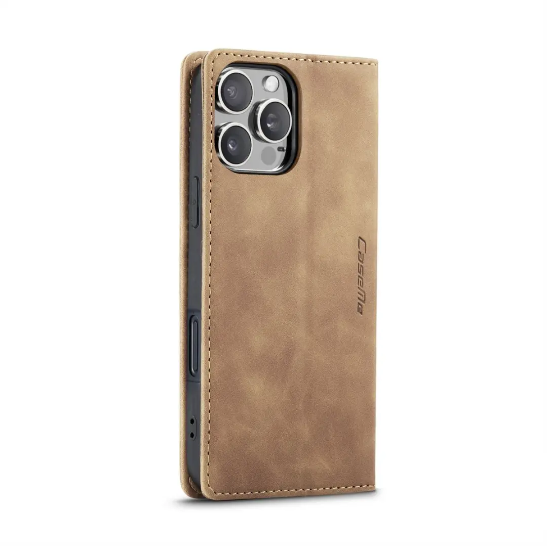 Caseme iPhone 16 Pro Wallet Book Case - Cognac Bruin