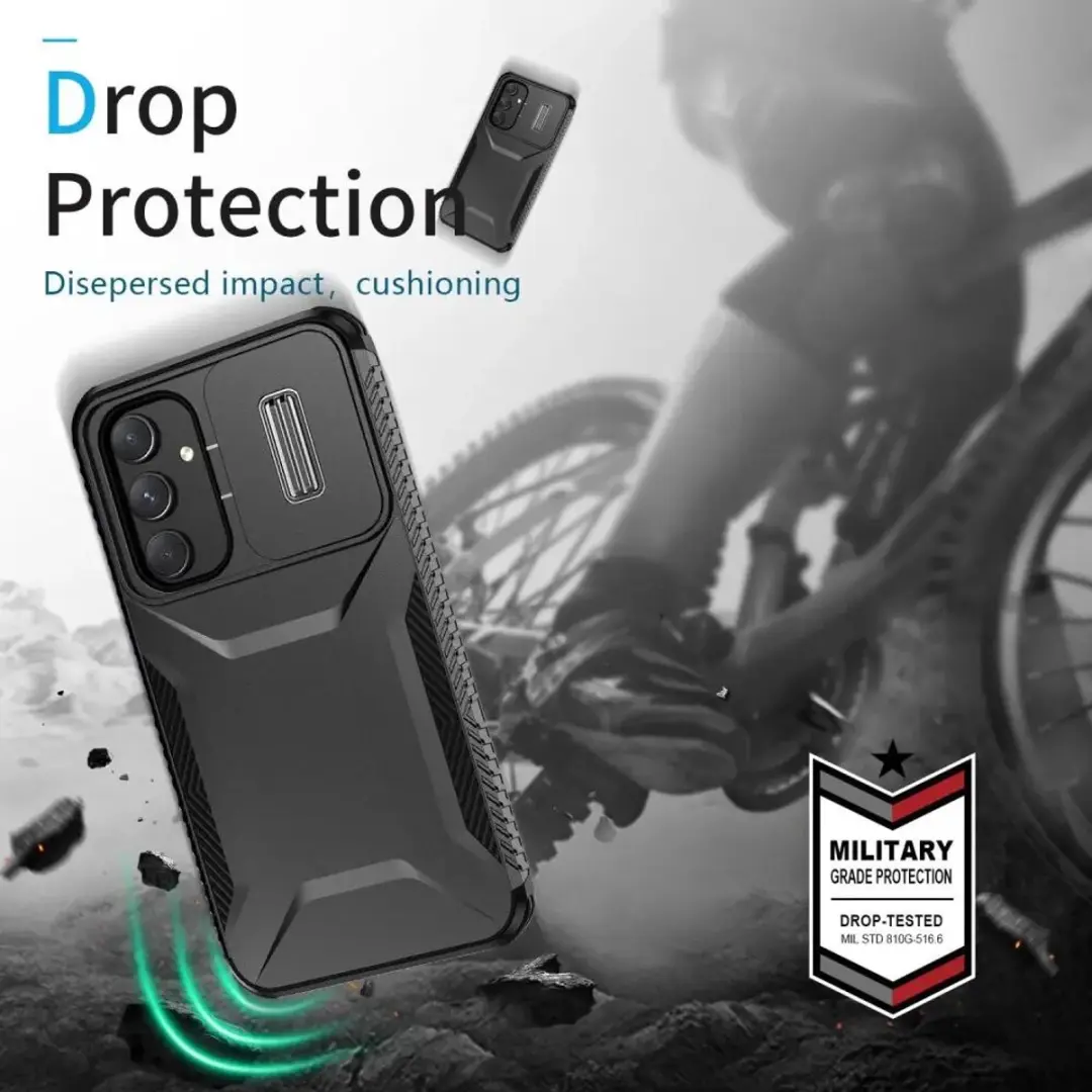 Selected Hoesje Samsung Galaxy A54 Back Cover - Camera Slider - Zwart