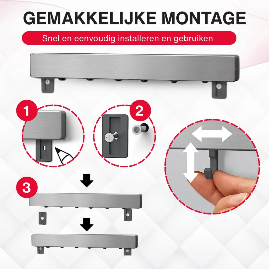 Metaltex Heritage Messenset 6-delig - Magnetische strip - RVS & Hout