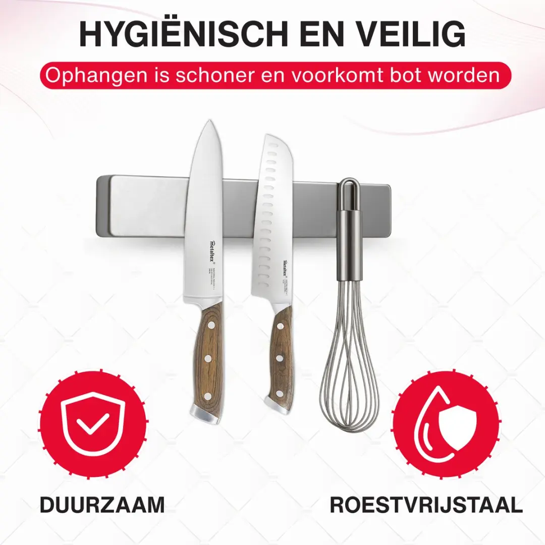 Metaltex Heritage Messenset 6-delig - Magnetische strip - RVS & Hout
