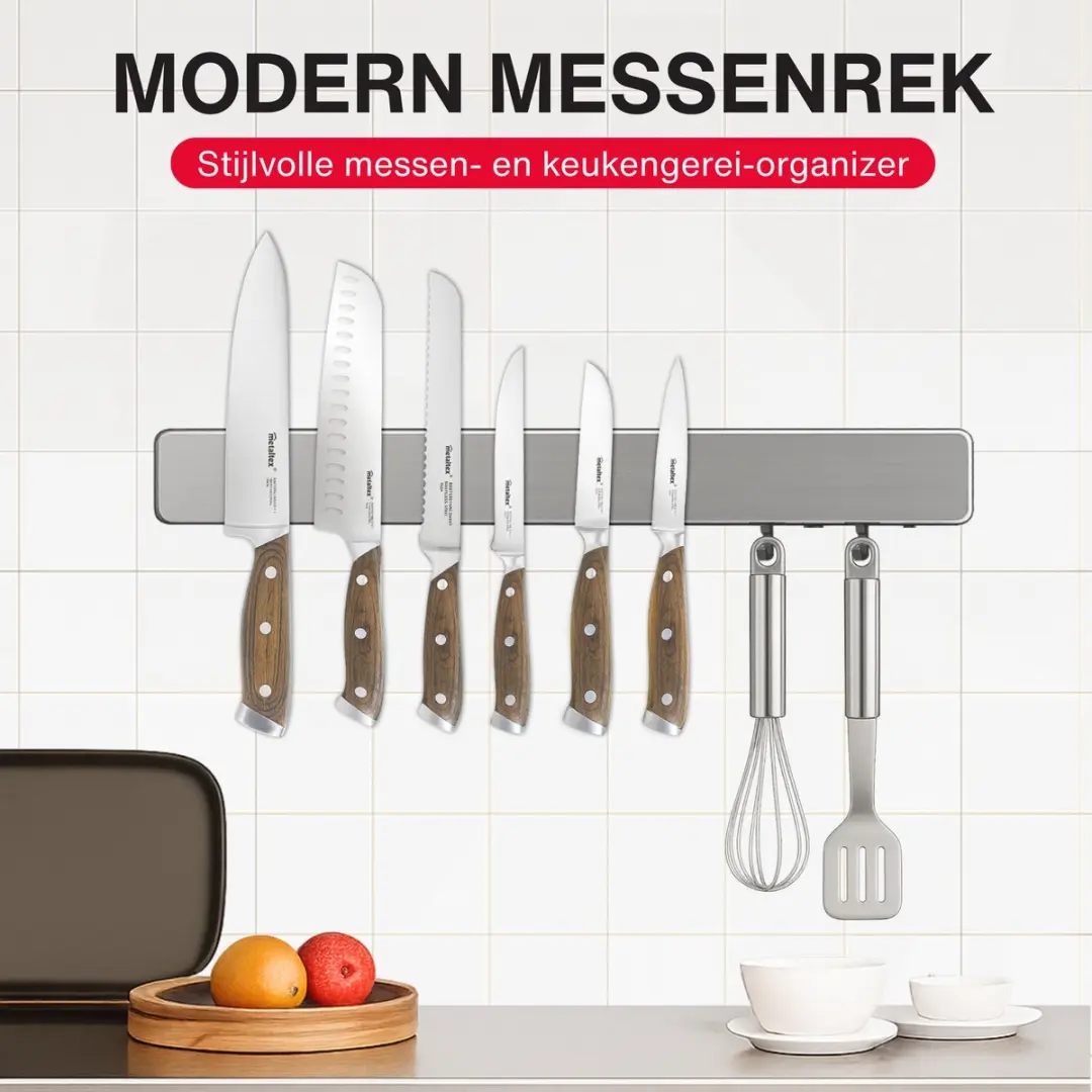 Metaltex Heritage Messenset 6-delig - Magnetische strip - RVS & Hout - afbeelding 6 van 6