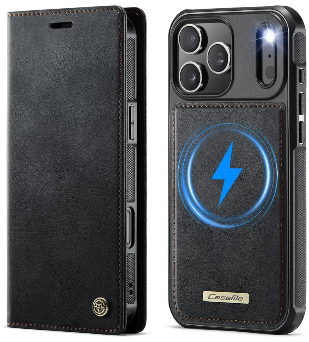 Caseme Telefoonhoesje iPhone 16 Pro Max - Magnetisch Book Case - 3 Pasjes - Zwart