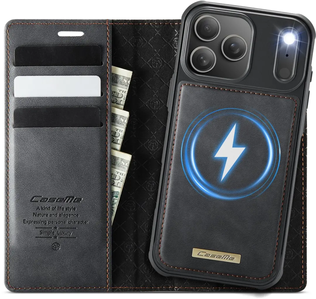 Caseme Telefoonhoesje iPhone 16 Pro Max - Magnetisch Book Case - 3 Pasjes - Zwart