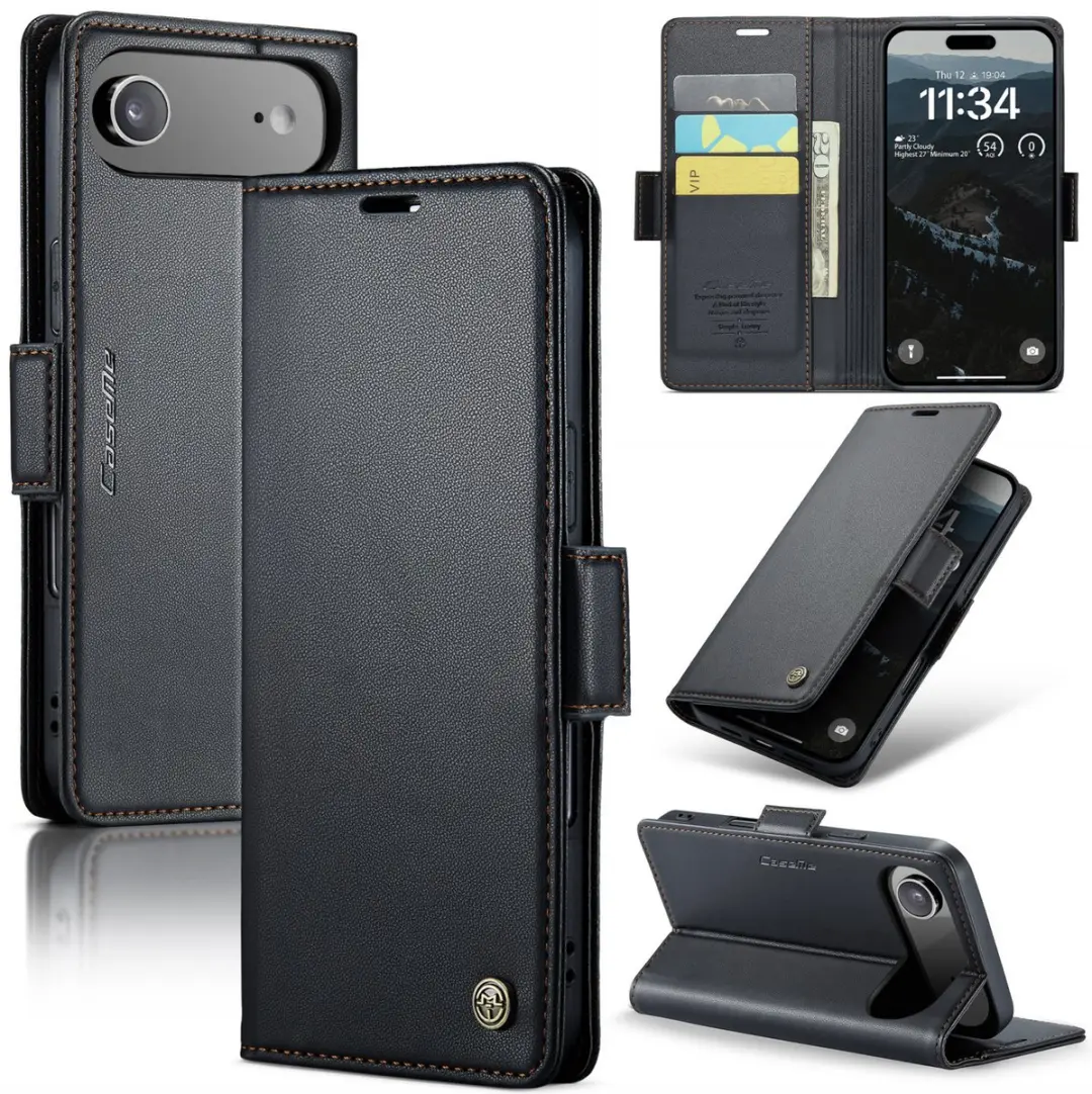 CaseMe iPhone Air Slim Wallet Book Hoesje - PU Leer - 3 Pasjes - Zwart