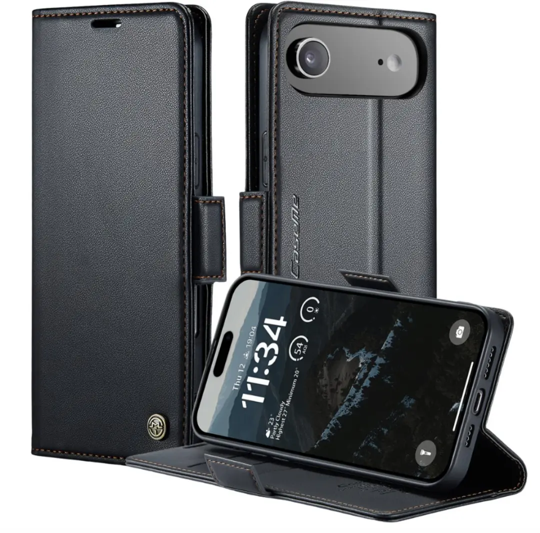 CaseMe iPhone Air Slim Wallet Book Hoesje - PU Leer - 3 Pasjes - Zwart