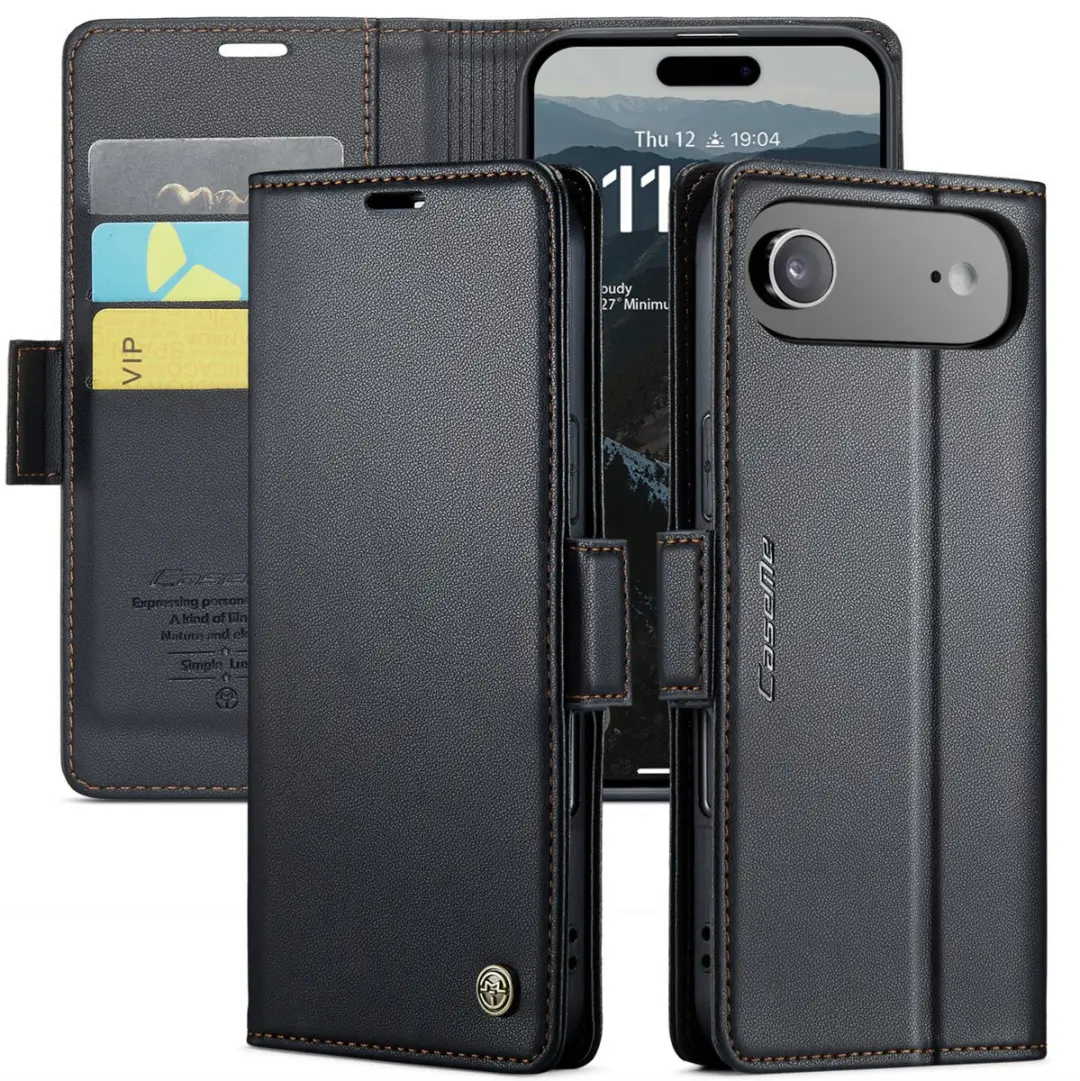 CaseMe iPhone Air Slim Wallet Book Hoesje - PU Leer - 3 Pasjes - Zwart