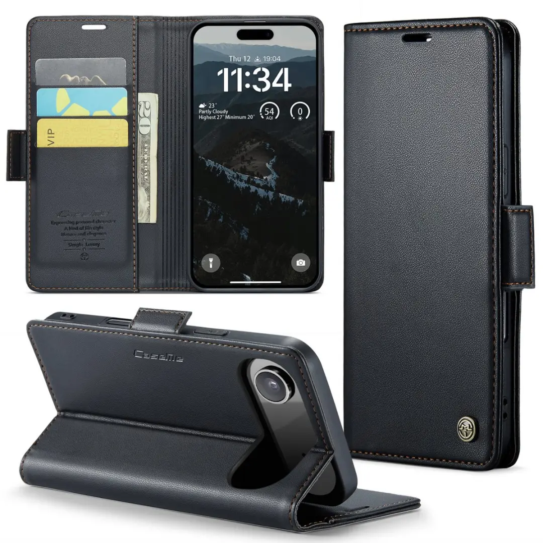 CaseMe iPhone Air Slim Wallet Book Hoesje - PU Leer - 3 Pasjes - Zwart