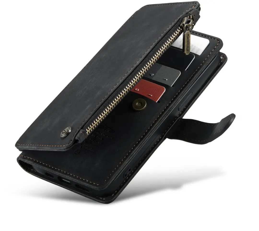 CaseMe iPhone 15 Pro Max Wallet Rits Book Case - PU Leer - Zwart