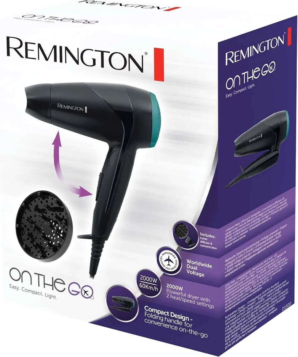 Remington D1500 Reishaardroger 2000W - Zwart - afbeelding 6 van 6