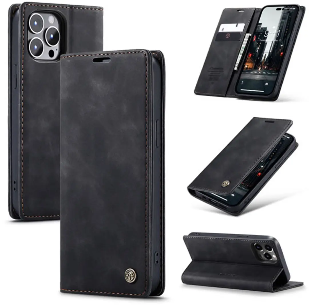 Caseme iPhone 14 Pro Max Wallet Book Case - Zwart - afbeelding 6 van 6