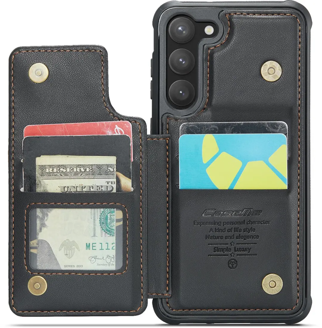 Caseme S23 Wallet Back Cover Telefoonhoesje - Zwart - 4 Pasjes