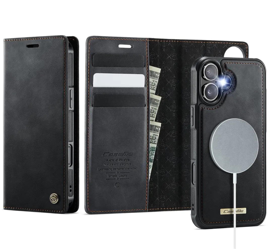 Caseme Telefoonhoesje iPhone 17 Bookcase - 3 Pasjes - Zwart