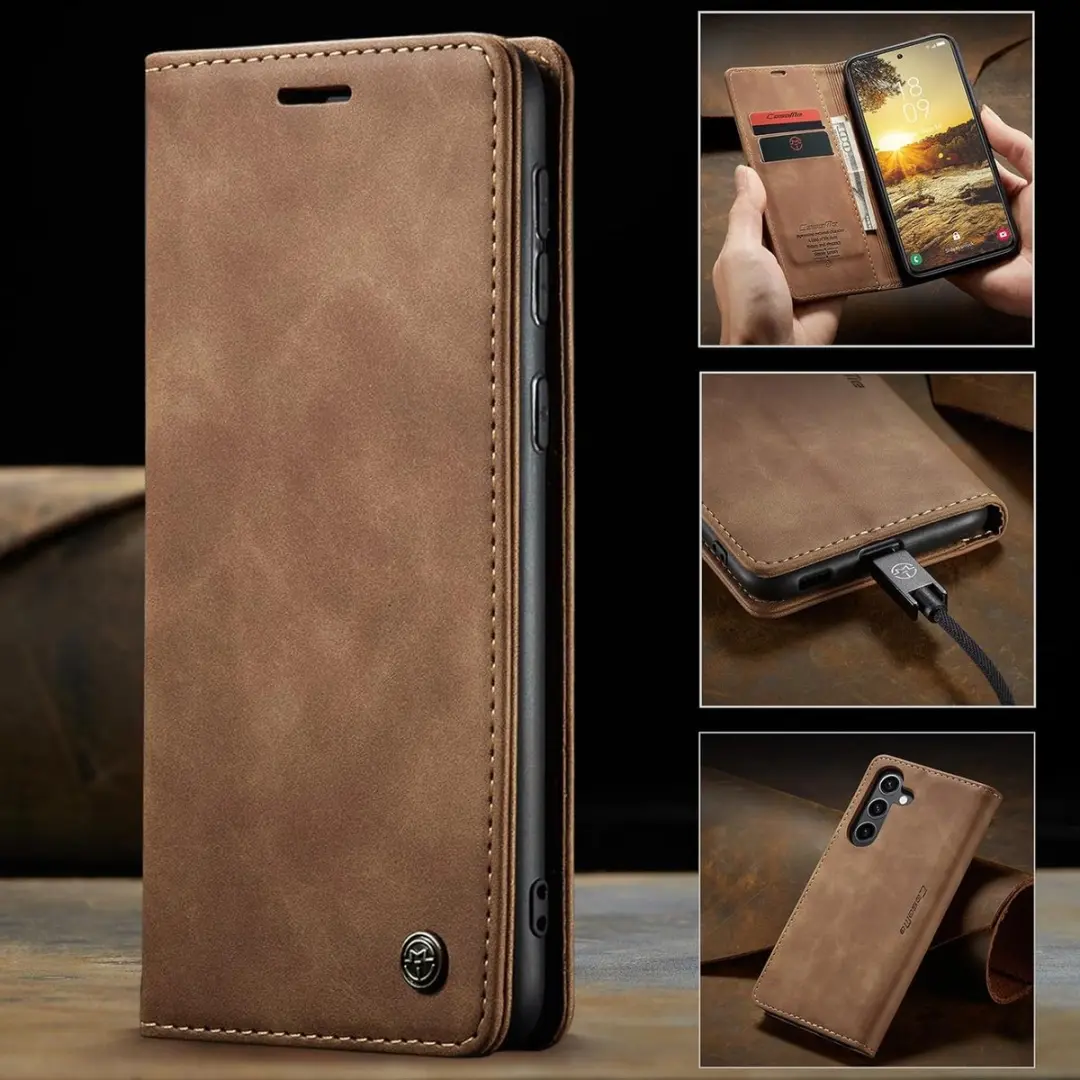 Caseme Wallet Book Hoesje Samsung Galaxy S24 FE - Bruin