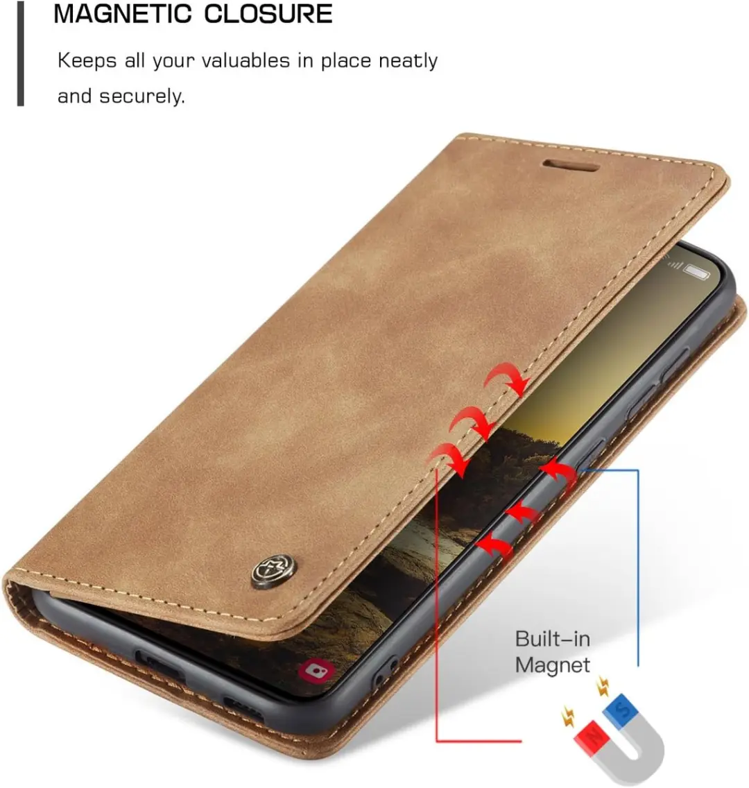 Caseme Wallet Book Hoesje Samsung Galaxy S24 FE - Bruin