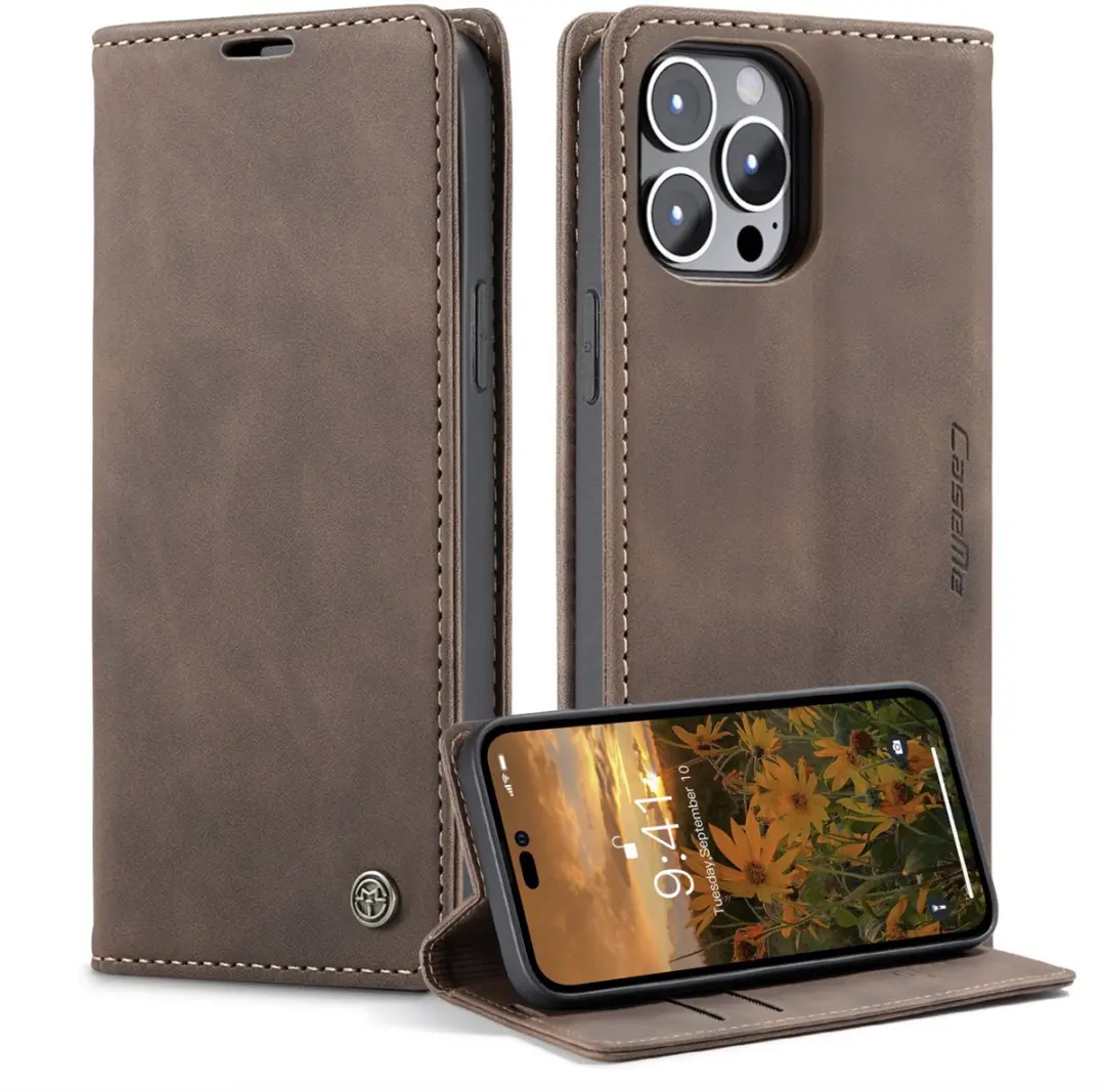 Caseme Wallet Book iPhone 14 Pro - Donkerbruin
