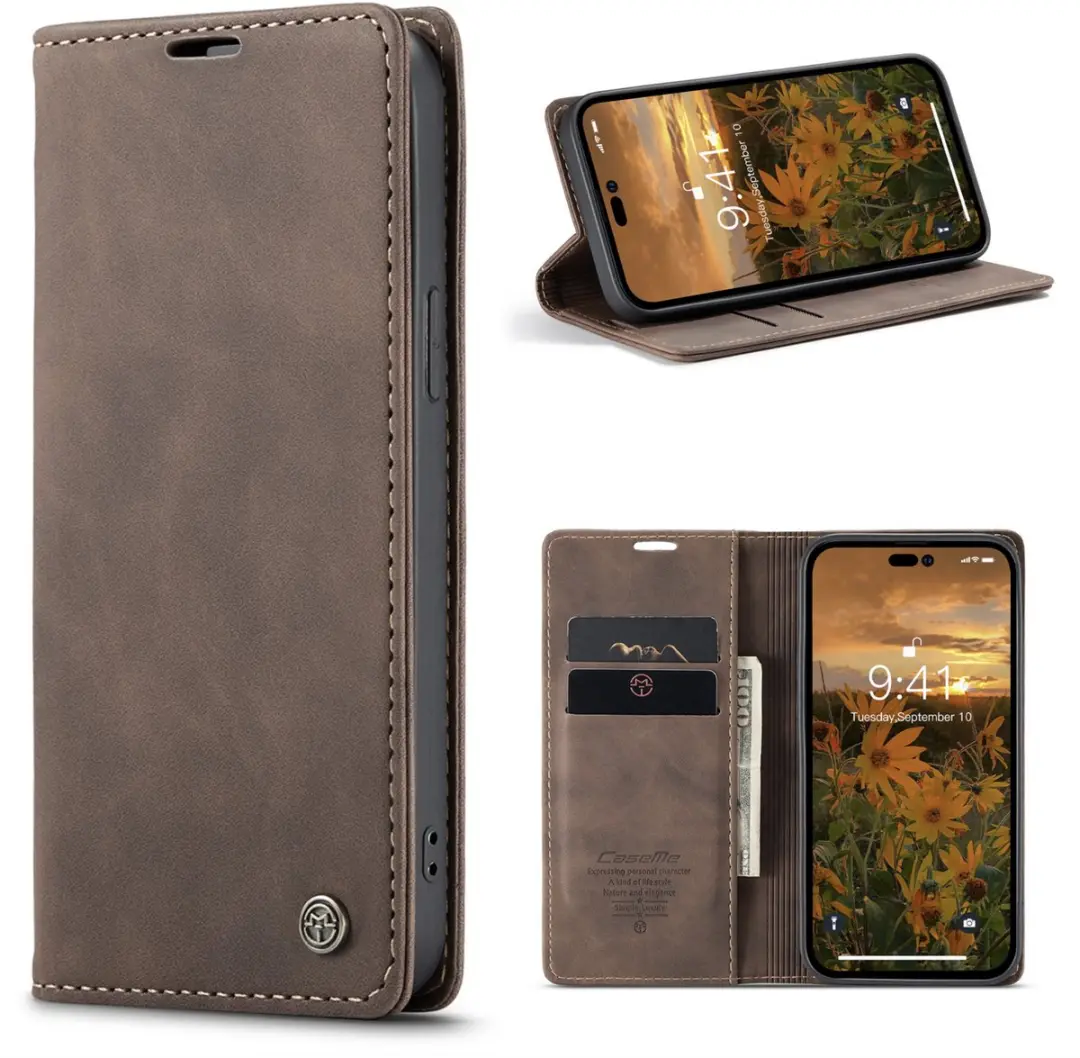 Caseme Wallet Book iPhone 14 Pro - Donkerbruin
