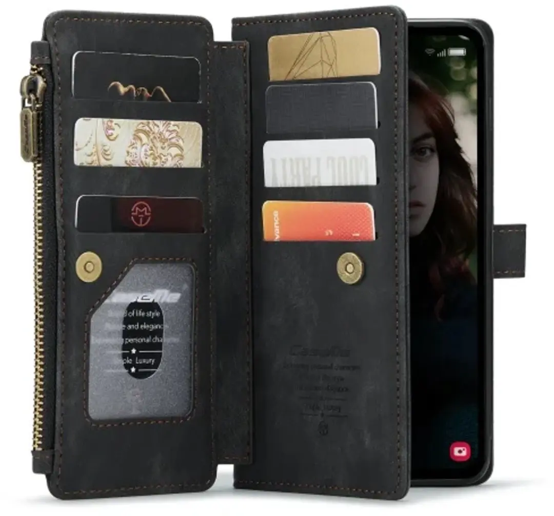 Caseme Hoesje iPhone 17 Vintage Wallet Book - Zwart